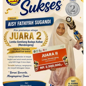 Siswi SDIT Al Karima Raih Juara 2 Lomba Mendongeng Tingkat Provinsi Kalimantan Barat