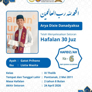 Santri SMP Quran Alkarima Raih Hafalan 30 Juz Al Quran