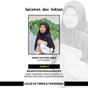 Zahsy Kayyisa Aqila Raih Juara 3 Olimpiade Sains Garuda 2.0 Tingkat Provinsi dan Lolos Nasional